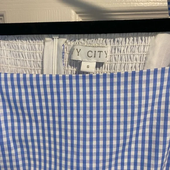 Ivy City Co Blue Gingham Dress with Bow Detail - Picture 2 of 2